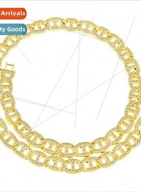 Full diamond 8 word clasp narrow  Cuban chain short necklace