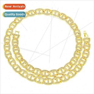 word clasp short diamond necklace chain Cuban Full narrow