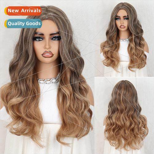 Europe fashion wig blonde brown pick dye medium parting long