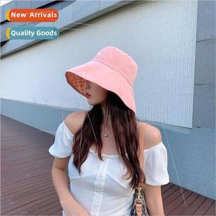 female hat summer Korean sunscreen Plaid Japanese fisherman
