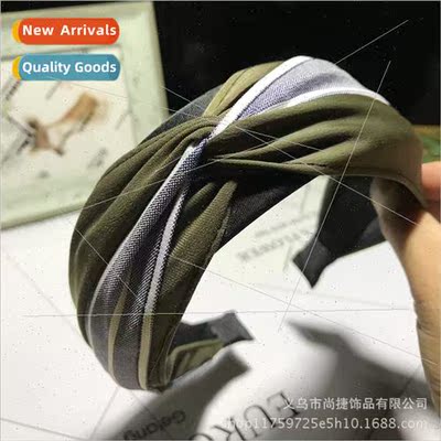 Korea hair accessories Korea striped fabric color collision