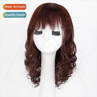 women real long brown curly wig wool Dark hair