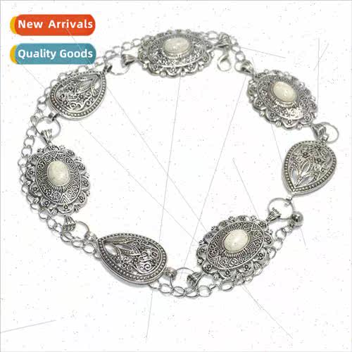 Europe ethnic new ladies metal waist chain retro hollow deco