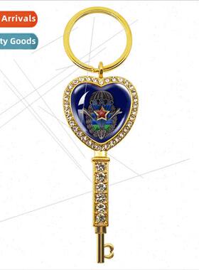 Vintage RetroRussian76AirborneDivision Heart Pendant Gold Ke