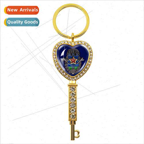 Vintage RetroRussian76AirborneDivision Heart Pendant Gold Ke