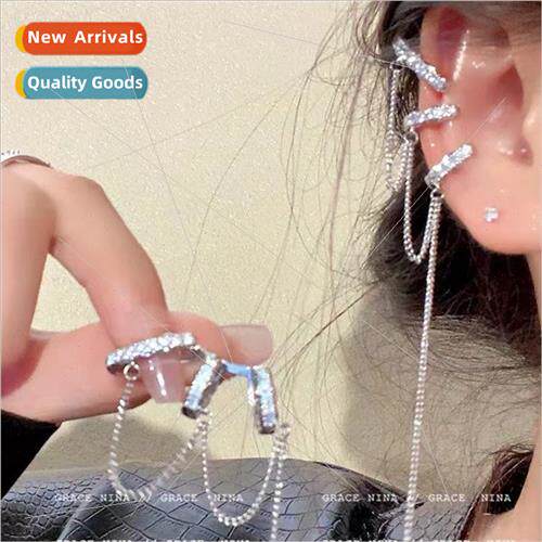 Flash diamond tassel ear clips whout ear holes female sense