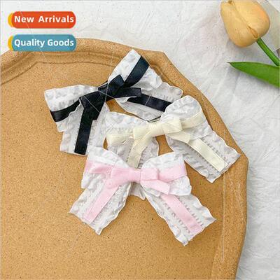 Japanese sweet cute ruffled crimped bow hair clips girls sid