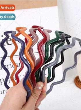 Korea colorful wavy hair bands teeth teenage girl wash face