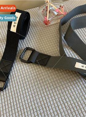 Spring  men women canvas leather belt wide double ring buckl