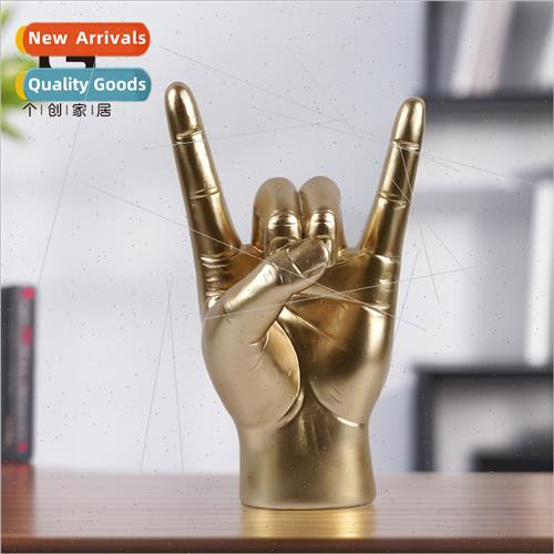 Rock gesture metal gift simple resin hand ornament home bar