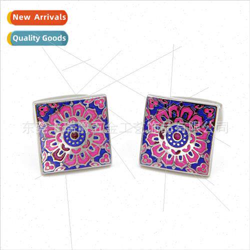 Ethnic square enamel cufflinks men French shirt cuffs high-g