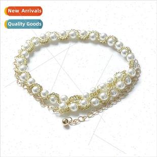 pearl waist chain Europe fashion ladies inlaid swe new
