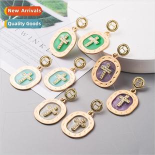 transparent colorful oil dripping earr Europe alloy creative