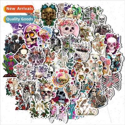 50 pieces 2023 new skull bone and botany stickers water cup