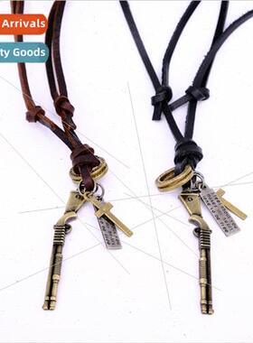 Europe Hip Hop Pistol Necklace Machine Gun Pendant Rope Neck
