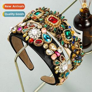 Zirconia Flower Hair Europa Fabric Alloy Bands Wide Vintage