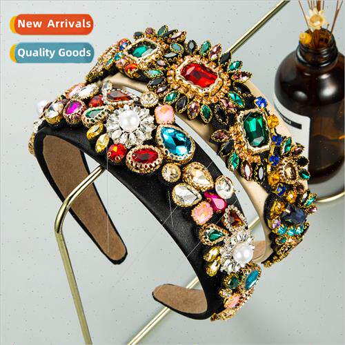 Europa Vintage Alloy Zirconia Flower Hair Bands Fabric Wide