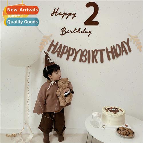 ins mori leaf pull flag happy birthday letters banner birthd