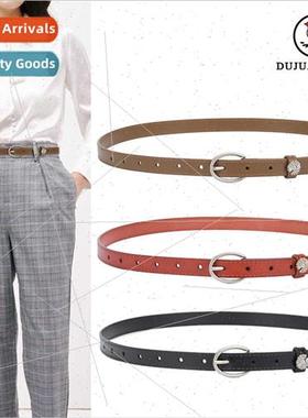 New oval pin buckle belt women leather fashion simple commut