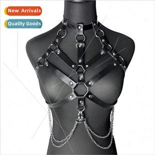 Binding Chain Leather Women Permance Dress Stage Costume nks