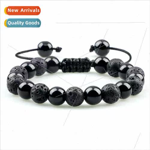 Creative Interval Glossy Black Beaded Braided Handmade Brace