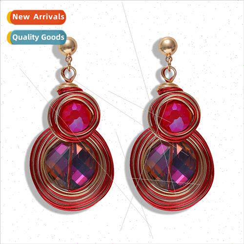 Europe Artificial Weaving Copper Wire Twisted Earrings Fashi