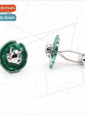 New product small frog shape on lotus leaf men French shirt