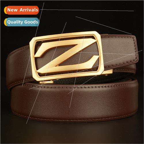 Smooth leather belt automatic buckle men casual business pan