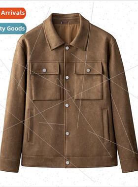 Men high-grade  suede jacket 2023 spring fall thin casual la