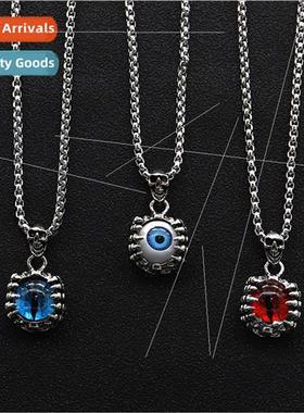 Retro fashion turned skull with eyes titanium steel male per