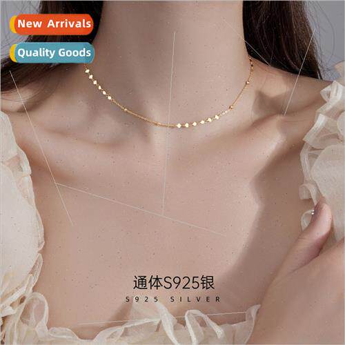 S925 silver heart necklace women summer choker collar niche