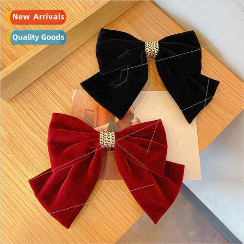 Red velvet large bow hair clips back head top clip hairpin K
