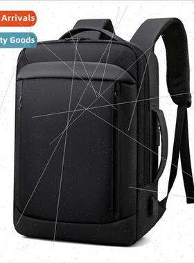 Men business leather membrane shoulder bag laptop backpack l