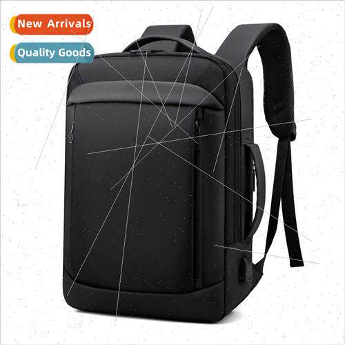 Men business leather membrane shoulder bag laptop backpack l