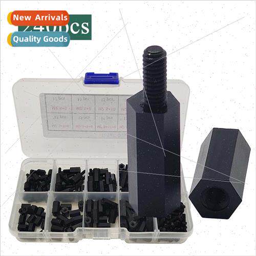 240PCS Boxed Black M2.5 Plastic Nylon ngle Upper Through Scr
