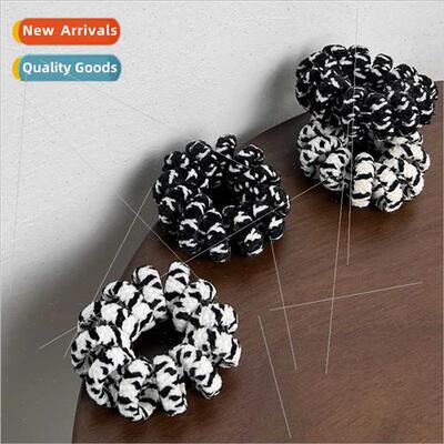 Autumn winter flocking black whe grain phone ring headband 2