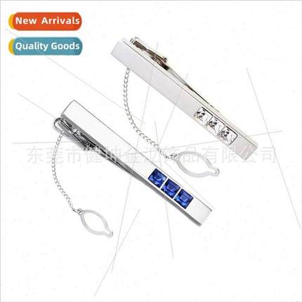 Business mple Square Diamond Tie Clip Blue Square Diamond Ti