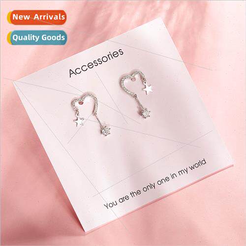Korea fashion flash diamond love star earrings female simple