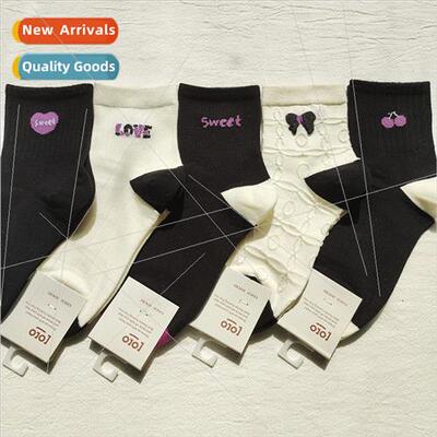 Autumn winter new women socks sports cotton socks black whe