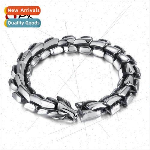 Europe retro domineering tanium steel dragon head stainless