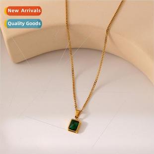 Feeling Emerald Square Fashion mple Premium Necklace Squ che