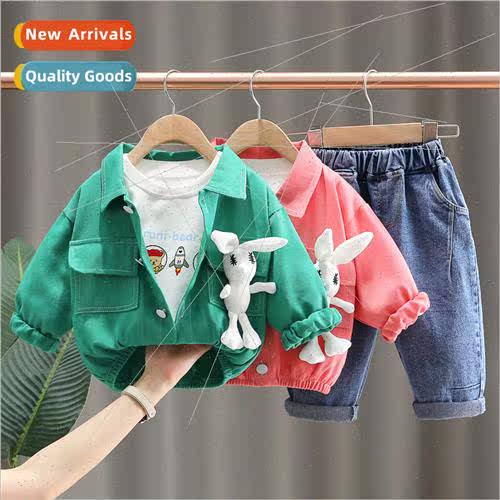 2023 spring new childrens three-dimensional rabbit jacket ca