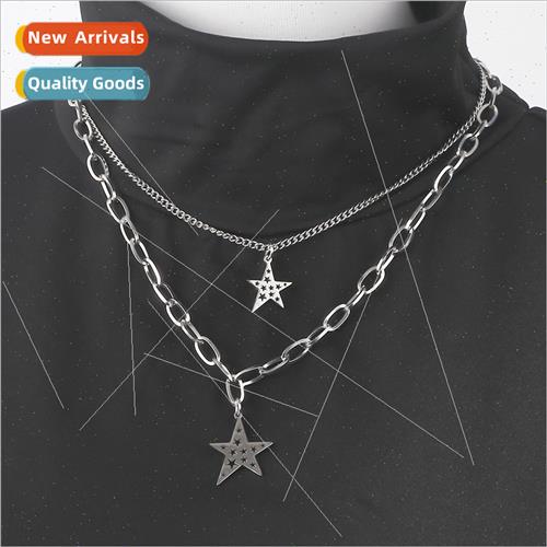 pentagram star stainless steel sweater chain men women multi