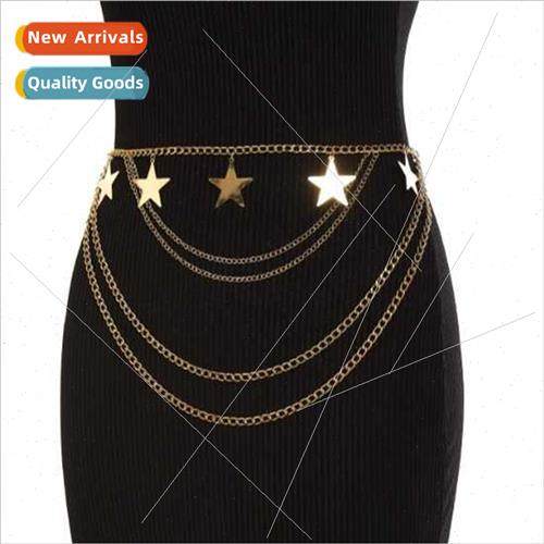 3261 Metal Chain Handmade Patchwork Pentagram Flake Pendant