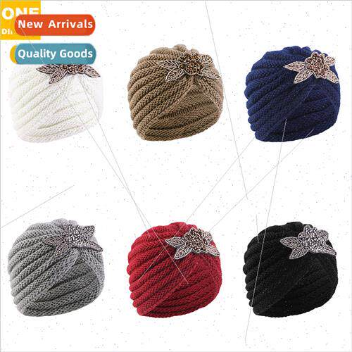 Winter four-leaf diamond accessories wool turban cap Indian