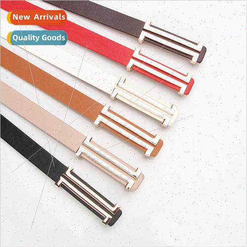 INS tide smooth plate buckle women small belt decorative shi