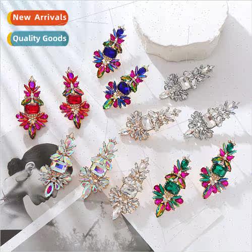 Europe fashion super-flash colorful diamond earrings alloy f
