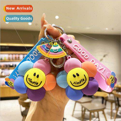 Creative colorful sunflower small doll cartoon keychain car