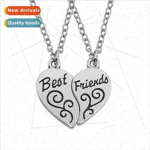 Europe good friends best friends love heart patchwork neckla