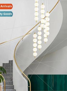 Copper magic beans staircase long chandelier hollow duplex r
